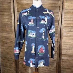 Art Unlimited Lights of the United States Lighthouse Button Sweatshirt Small USA
